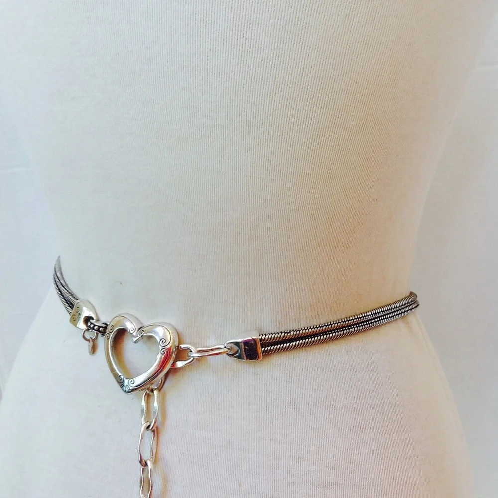 Vintage Silver Heart Belt Metal MeshBuckle Belt